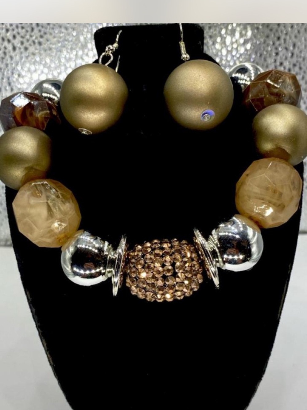 Southwestern *** Chunkeeey Beaded Necklace / Earrings * Bonus !!!!  Bracelet inc